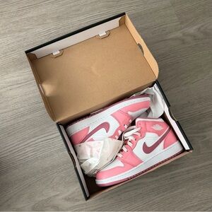 Nike Jordan Air 1 Mid Coral and White Mid Sneakers